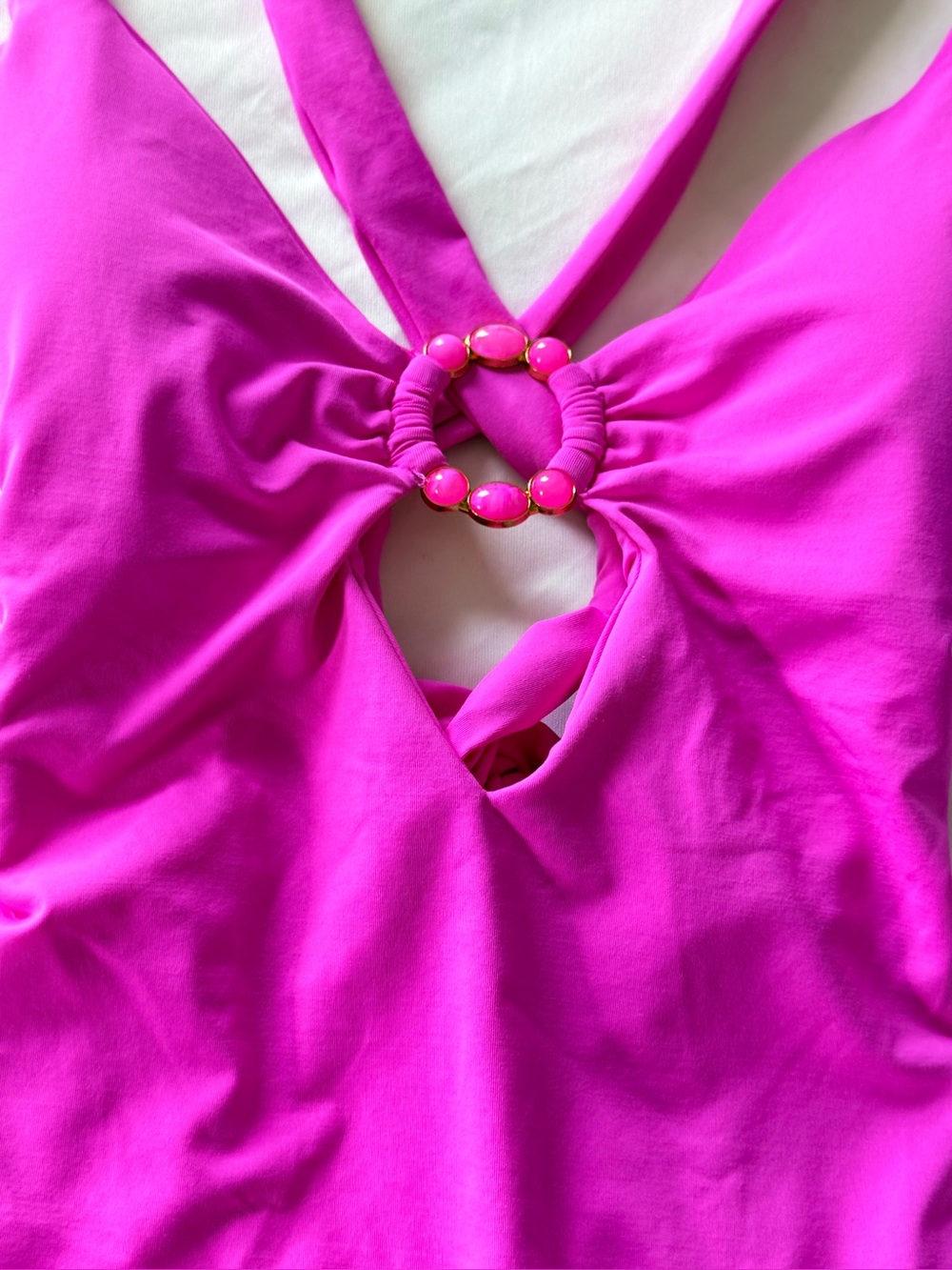 BECCA Vibrant Hot Pink One-Piece Swimsuit with Ring Front - Picture 4 of 7